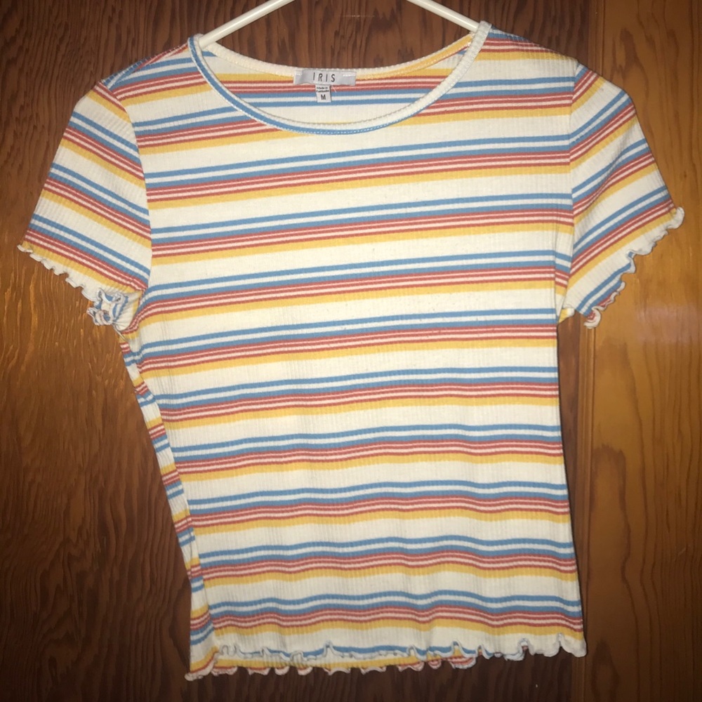 Colorful striped fitted crop top